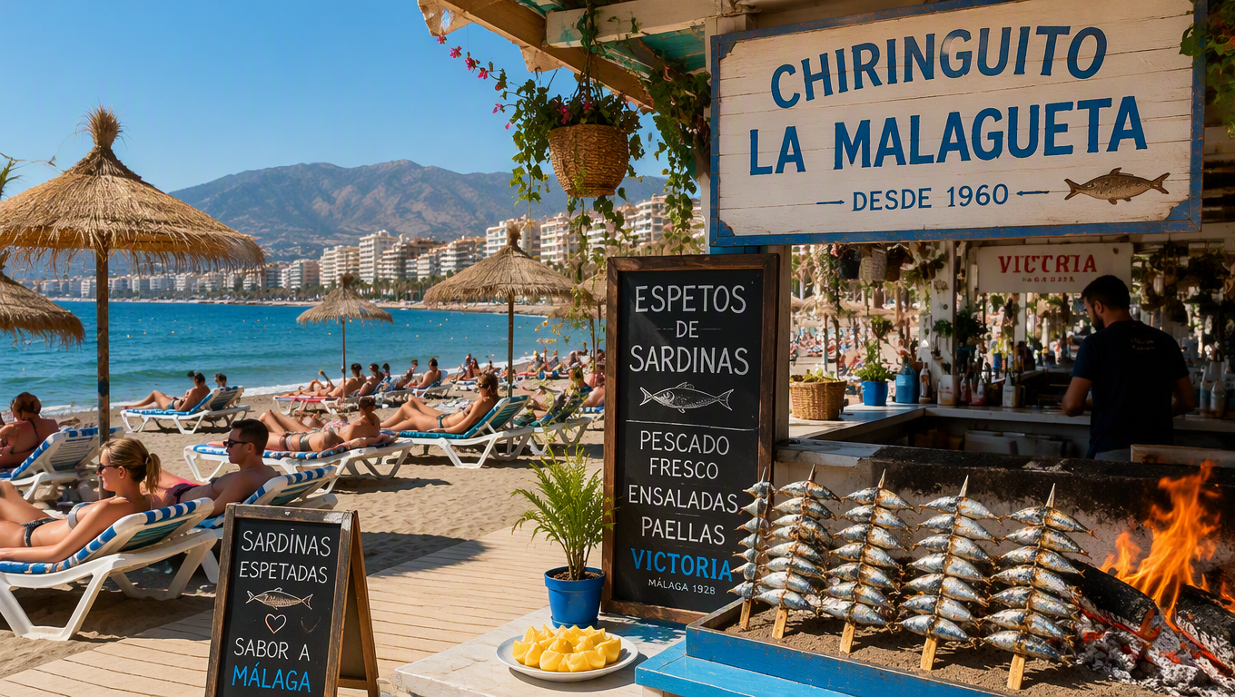 Relaxing on a Malaga beach on the final days of a 21 day Spain itinerary